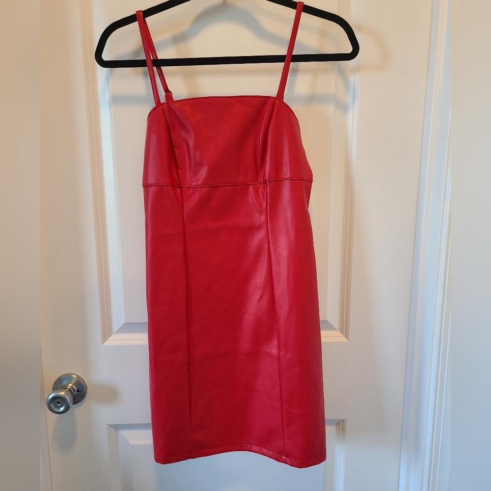 Kirious Los Angeles | Red “Pleather” Dress Size Small Stretch